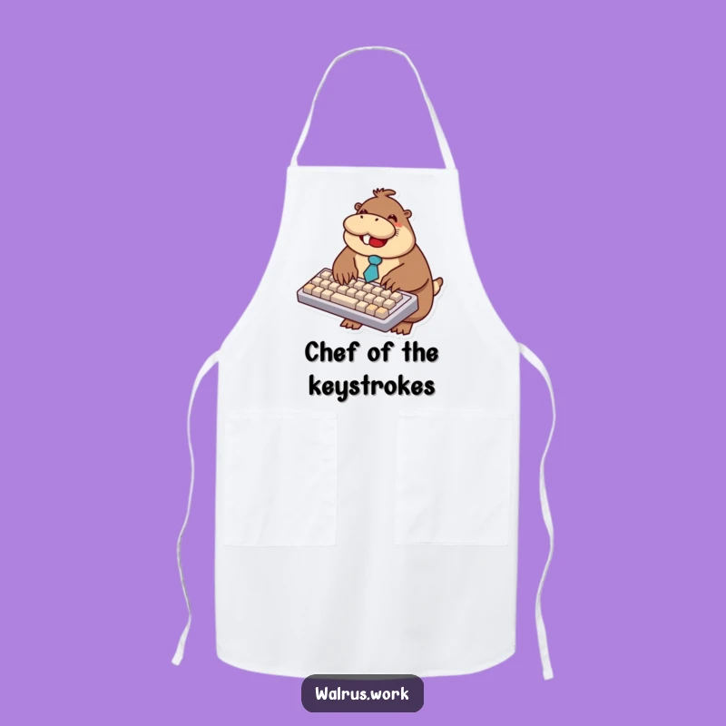 Funny Walrus Typing Apron: Kitchen Humor for the Hard Worker
