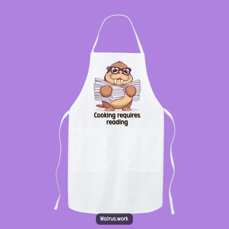 Funny Struggling Walrus Apron - Reading Glasses Chef Gift