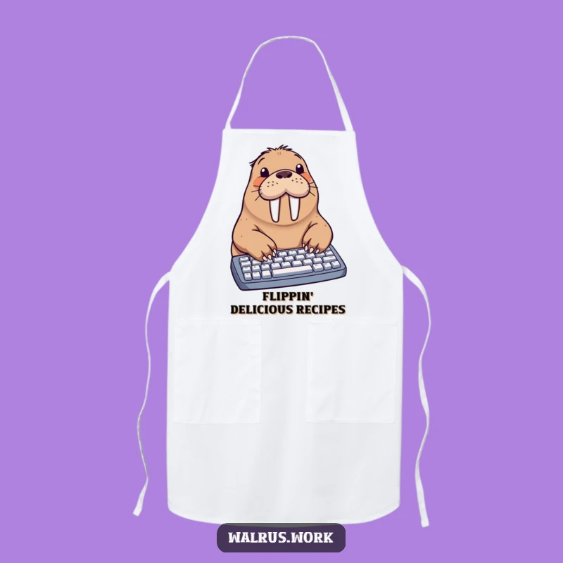 Funny Walrus Typing Apron: Hilarious Kitchen Wear for the Clumsy Chef