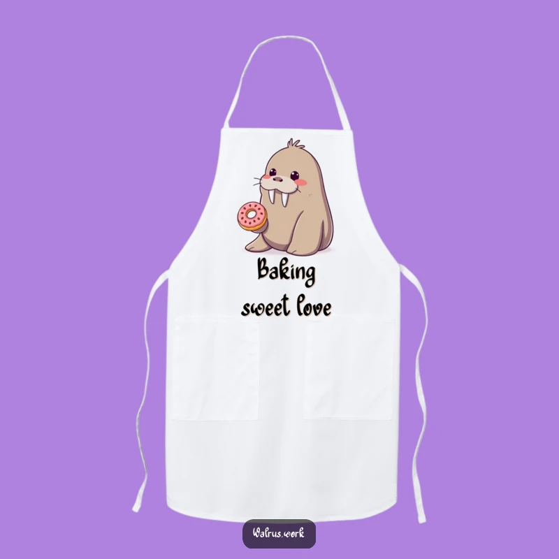 Funny Donut Walrus Apron: Cook with Kindness and Sweet Style