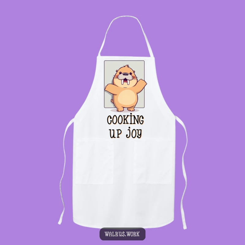 Funny Happy Dance Walrus Apron: Cook with Joy and Office Spirit