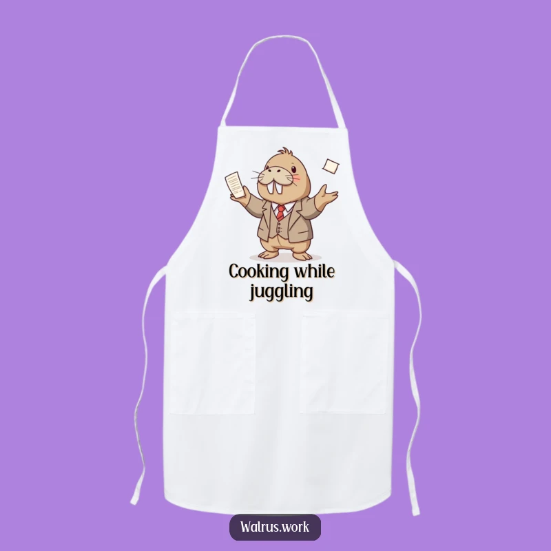 Funny Juggling Walrus Apron: Tidy Up with Professional Flair, A Funny Gift