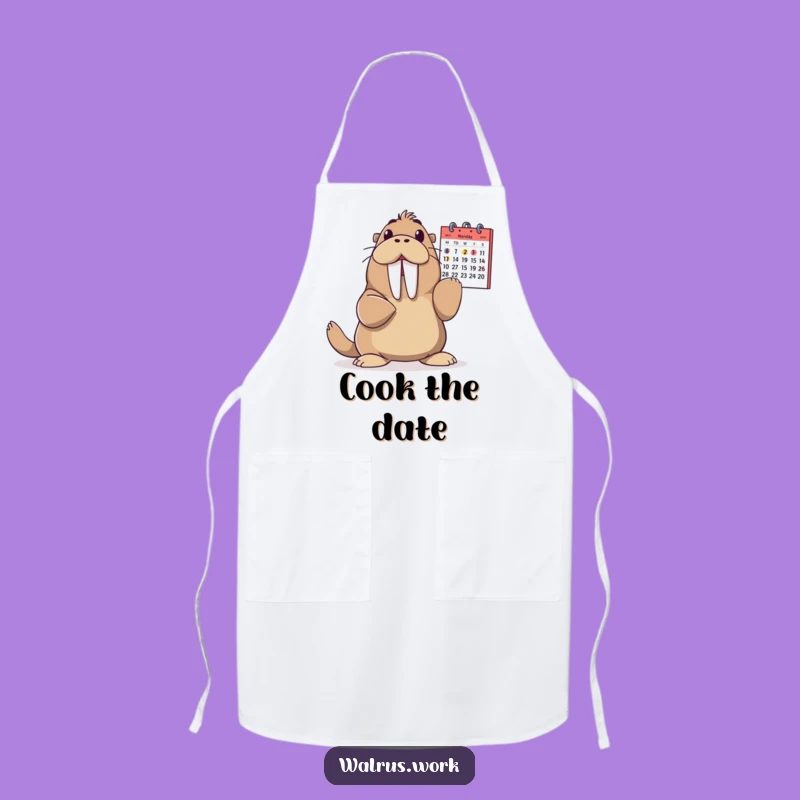 Funny Walrus Apron: Calendar Pointer for Kitchen Fun, Unique Gift