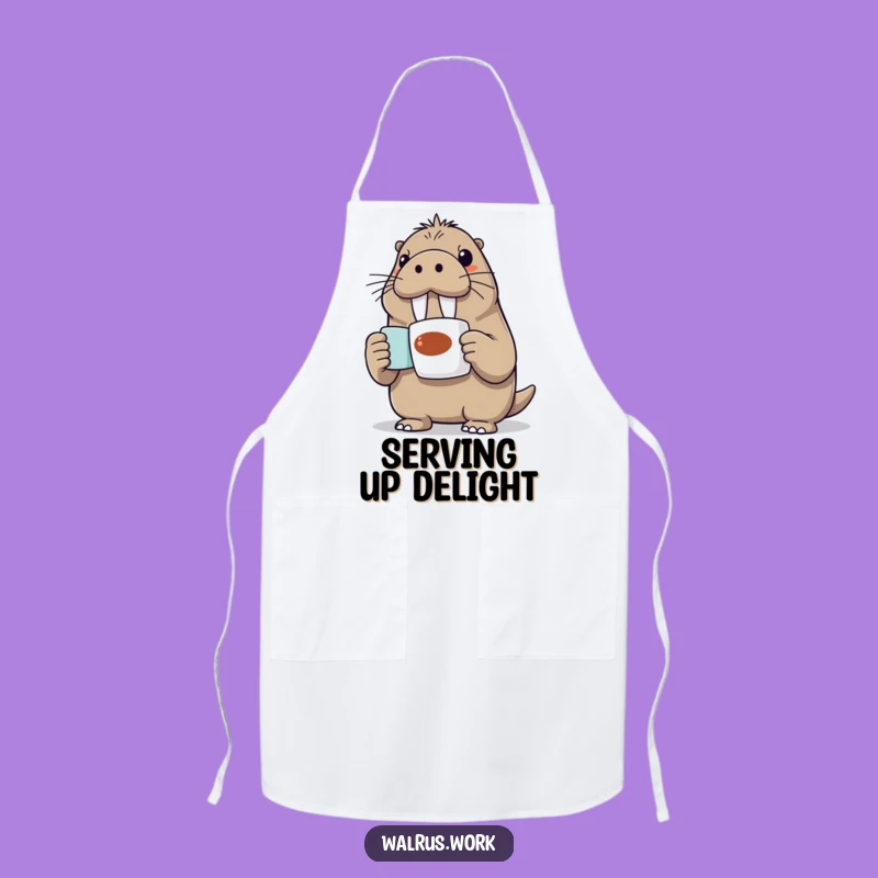 Funny Walrus Apron: Enthusiastic Chef Wear, Perfect Kitchen Gift