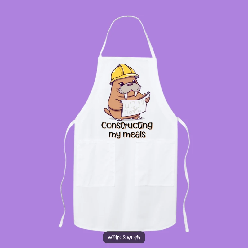 Funny Walrus Blueprint Apron - Chef's Hard Hat for Kitchen Plans