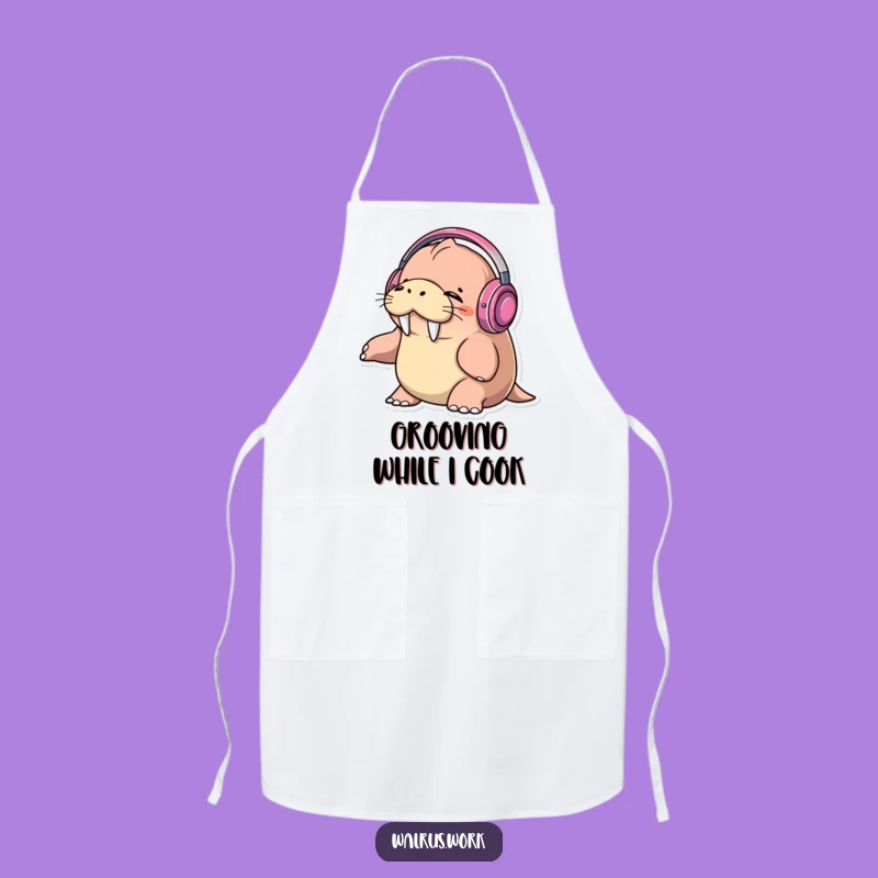 Funny Walrus DJ Apron: Hilarious Kitchen Music Lover Gear, Chef Gift