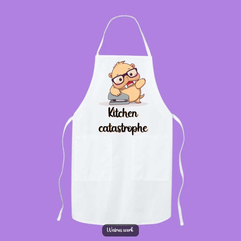 Funny Walrus Stapler Trip Apron - Kitchen Clumsy Wear, Chef Funny Gift
