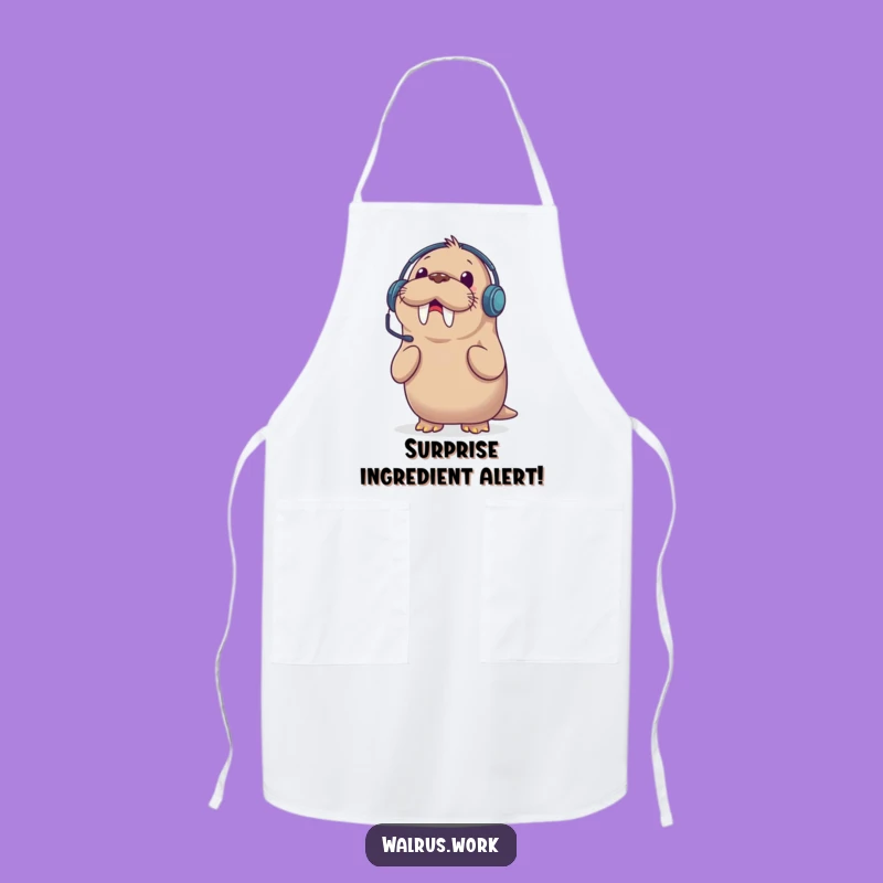Funny Walrus Headset Apron: Surprise Call Chef Design, Hilarious Kitchen Gift