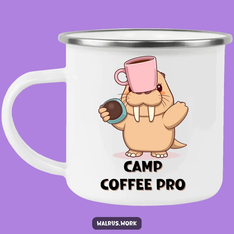 Funny Walrus Balancing Camping Mug: Coffee Adventures with Hilarious Wobbles, Gift