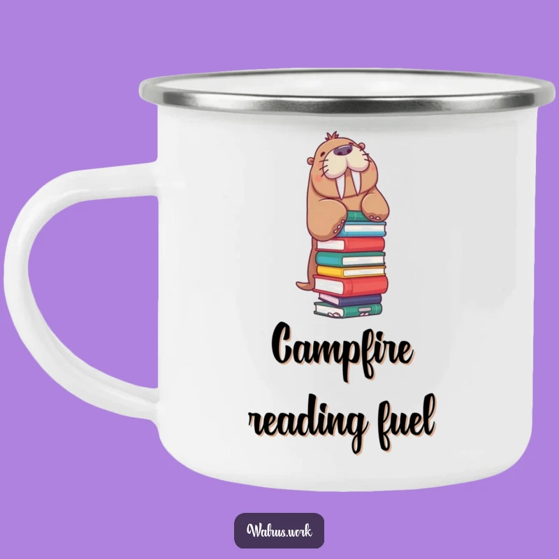 Funny Walrus Camping Mug: Book Stack Balance for Outdoor Readers