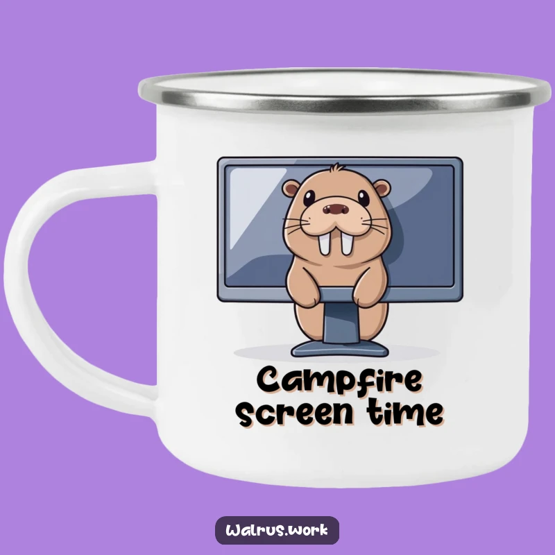 Funny Tech Walrus Camping Mug: Browse the Wilderness - Hilarious IT Support Outdoor Gift