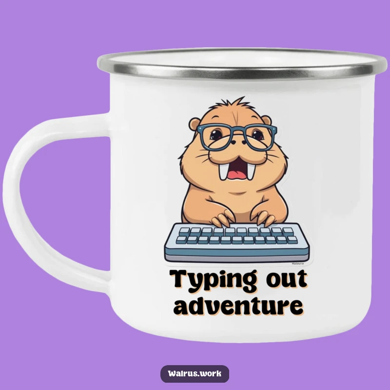 Funny Typing Walrus Camping Mug: Productive Adventures, The Perfect Funny Gift