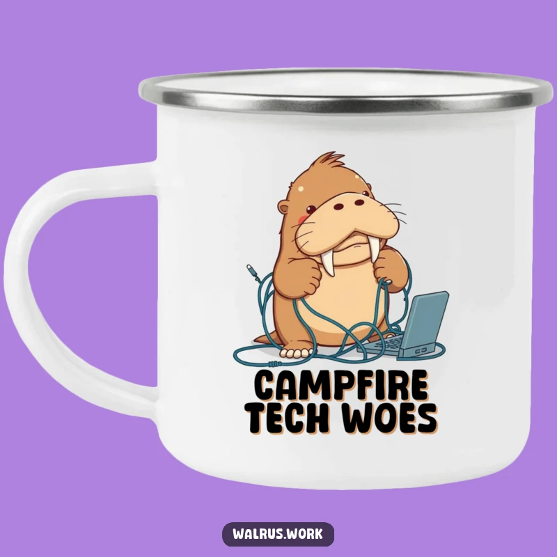 Funny Walrus Cable Camping Mug: Adventure Fuel, Perfect Gift!