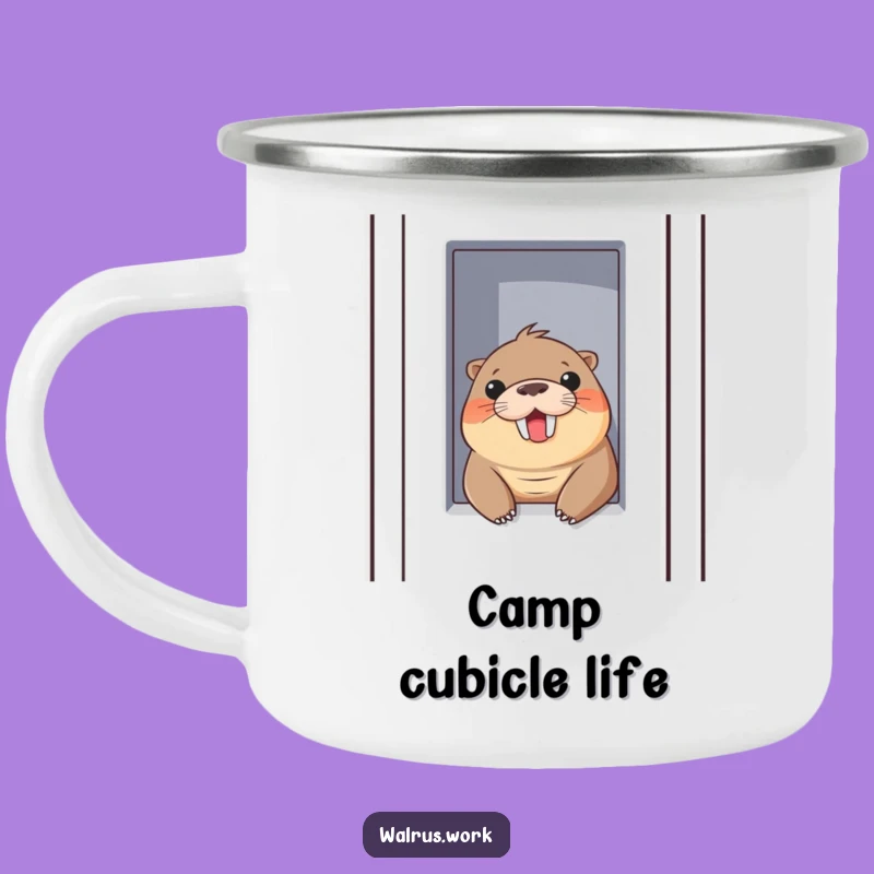 Funny Walrus Cubicle Camping Mug: Enjoy Your Brews with Hilarious Office Vibes