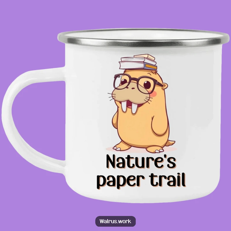 Funny Walrus Enamel Camping Mug: Hilarious Outdoor Adventure Companion!