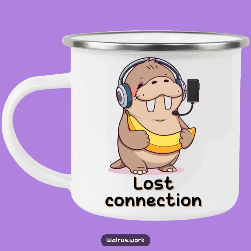 Funny Walrus Banana Call Camping Mug: Sip Your Adventure with Quirky Tech
