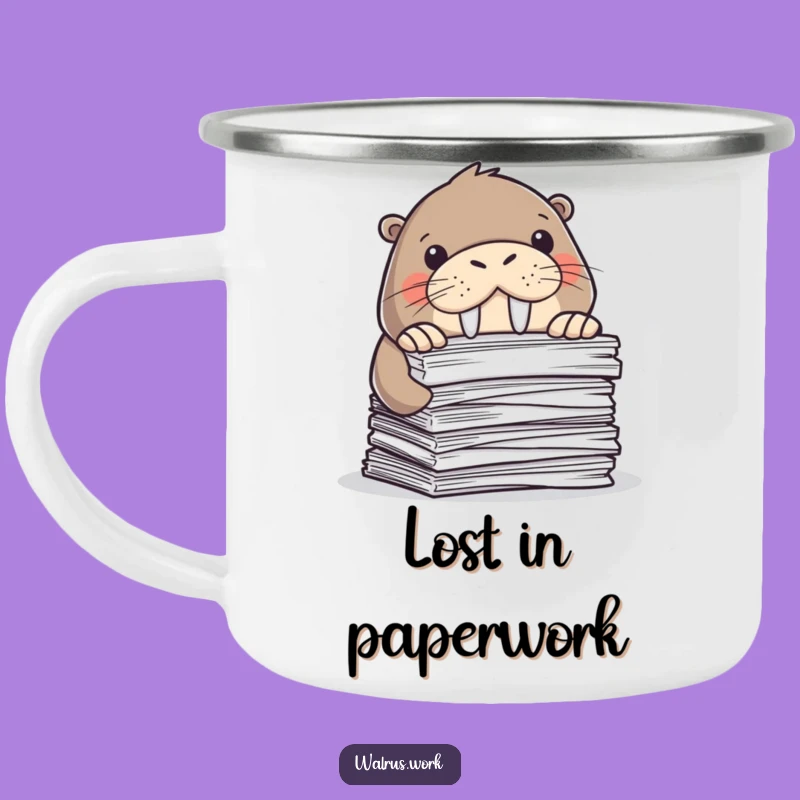 Funny Walrus Camping Mug: Sip Coffee While Hiding from Papers Hilariously