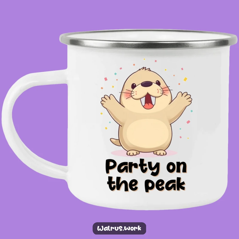 Funny Walrus Celebration Camping Mug: Festive Sips Outdoors
