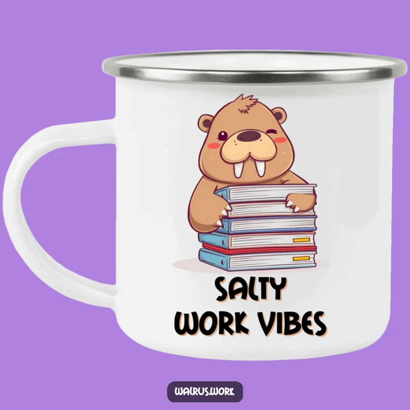 Funny Walrus Winking Camping Mug: Adventure with Office Humor
