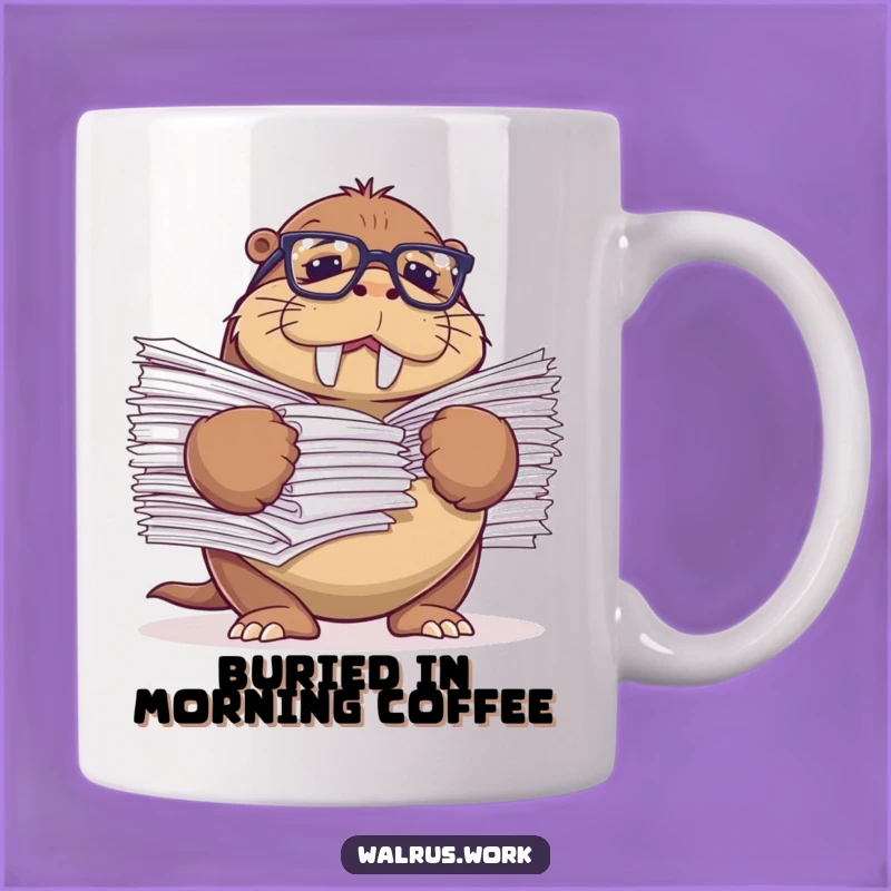 Funny Struggling Walrus Mug - Reading Glasses Character Office Gift