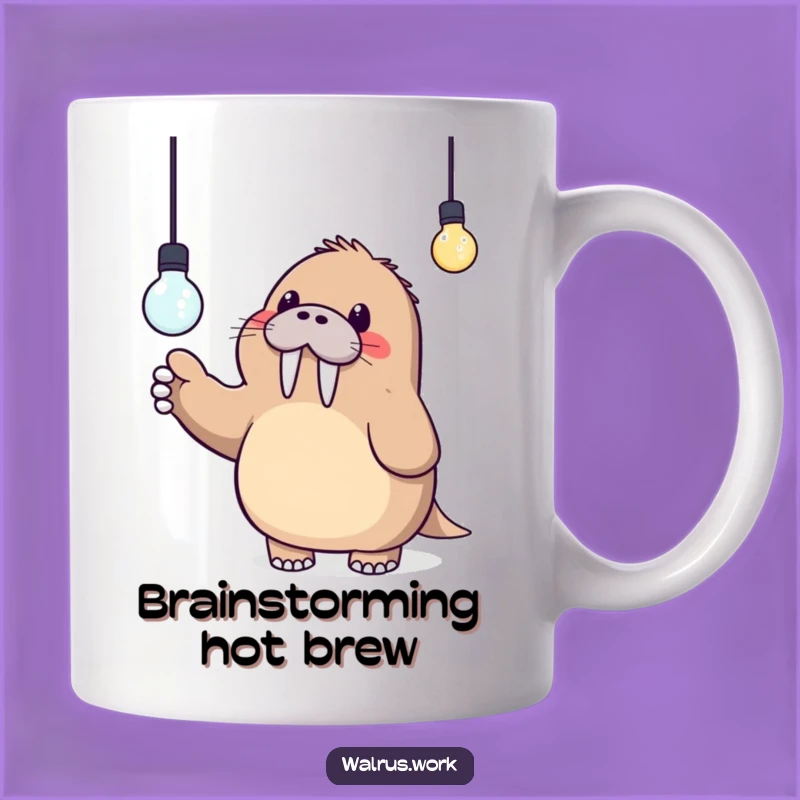 Funny Kawaii Walrus Lightbulb Idea Mug - Hilarious Aha! Moment Gift!