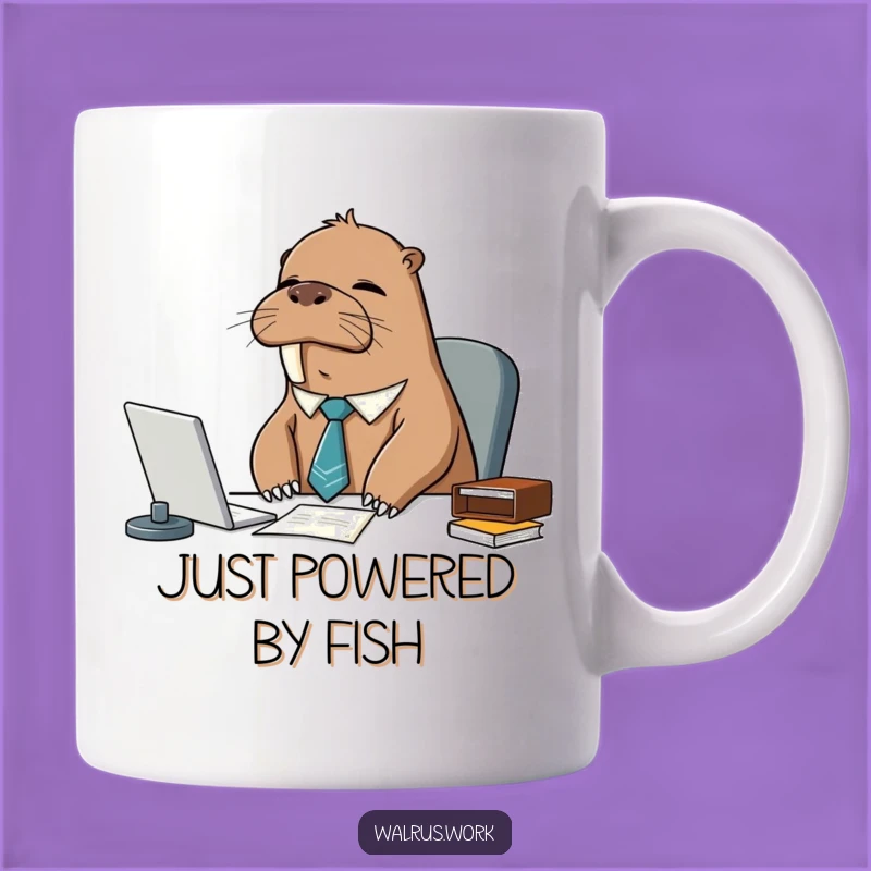 Funny Sleepy Walrus Tie Mug: Hilarious Office Humor Gift for Tired Professionals