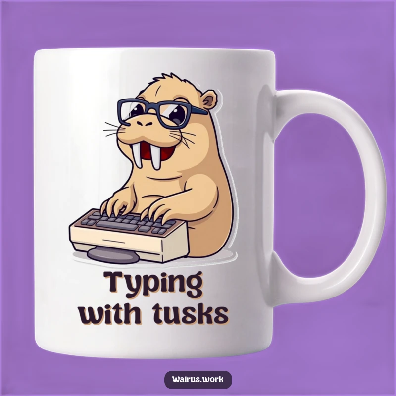 Funny Typing Walrus Mug: Get Your Work Done - Hilarious Office Humor Gift