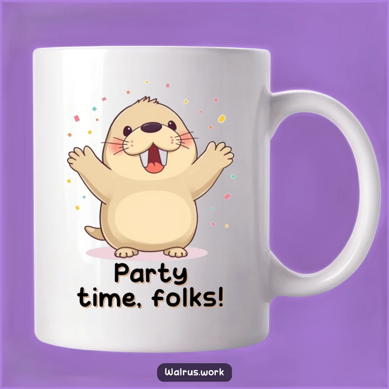 Funny Walrus Celebration Mug: Joyful Arctic Friend - Perfect Party Gift