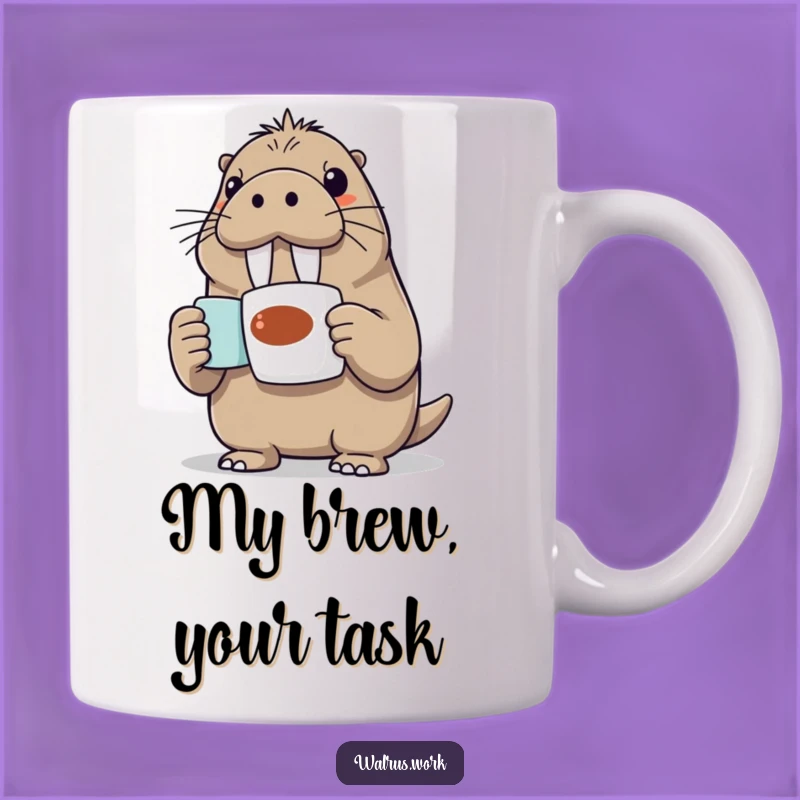 Funny Walrus Coffee Mug Gift: Enthusiastic Presenter for Coffee Lovers