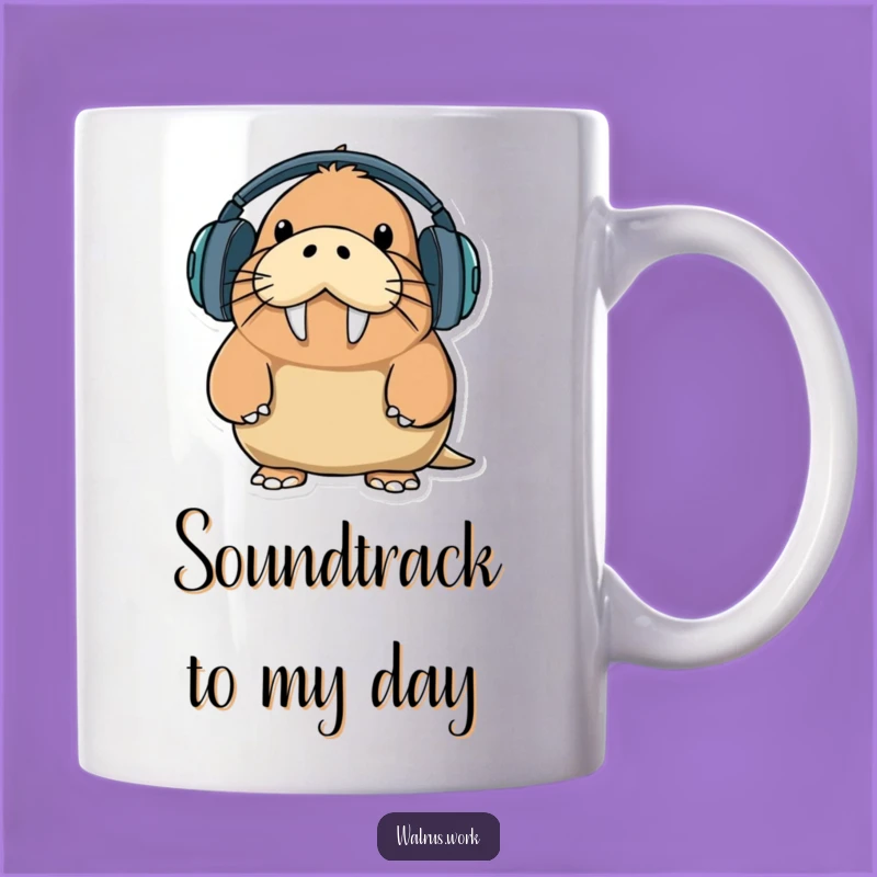 Funny Walrus DJ Mug: Oversized Headphones Hilarious Expression, Perfect Gift