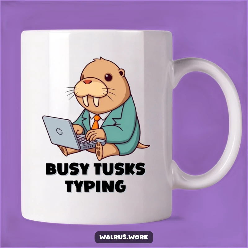 Funny Walrus Suit Laptop Mug: Hilarious Office Humor for Typists and Funny Gifts