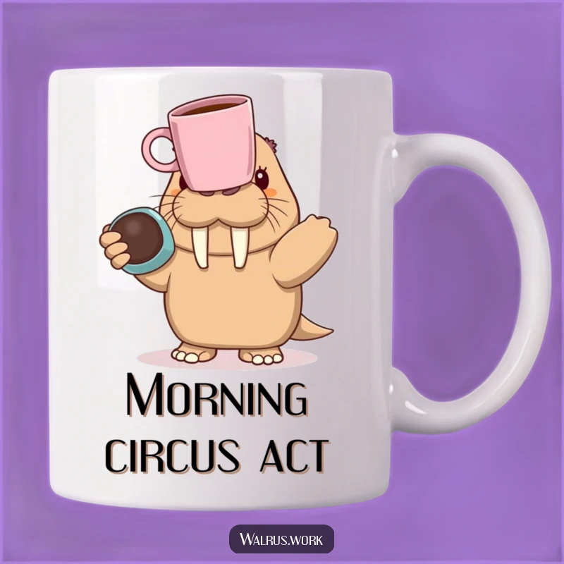 Funny Walrus Balancing Mug: Hilarious Coffee Lover Nightmare, Perfect Gift