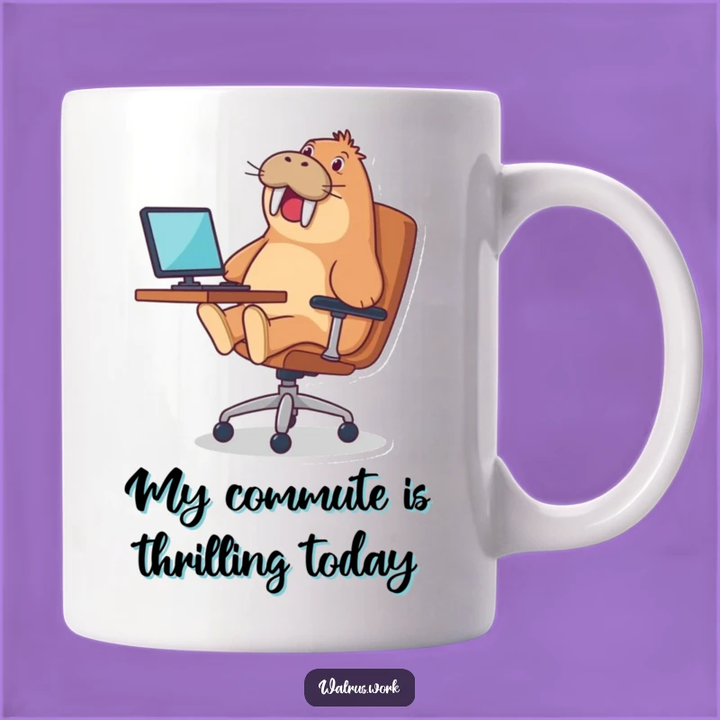 Funny Office Walrus Mug: Gleeful Chair Rider, Perfect Gift