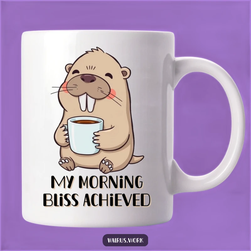 Funny Walrus Coffee Mug: Contented Sip Design, Perfect Gift for Coffee Lovers