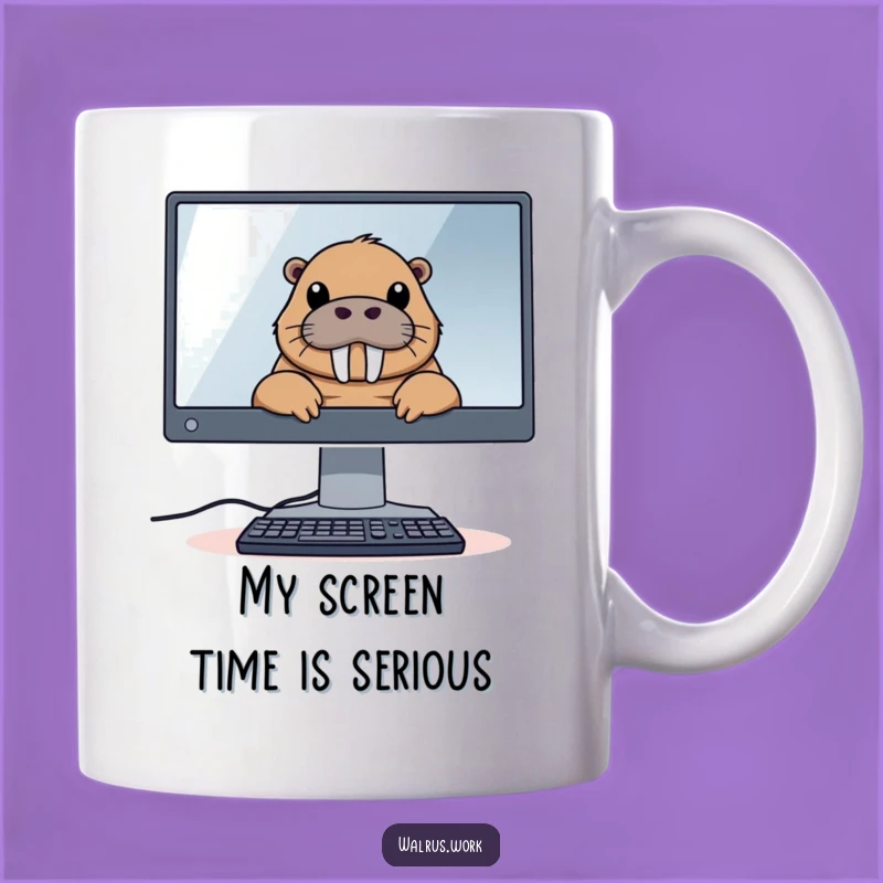 Funny Tech Walrus Mug: Peeking Over Monitor, A Perfect Funny Gift