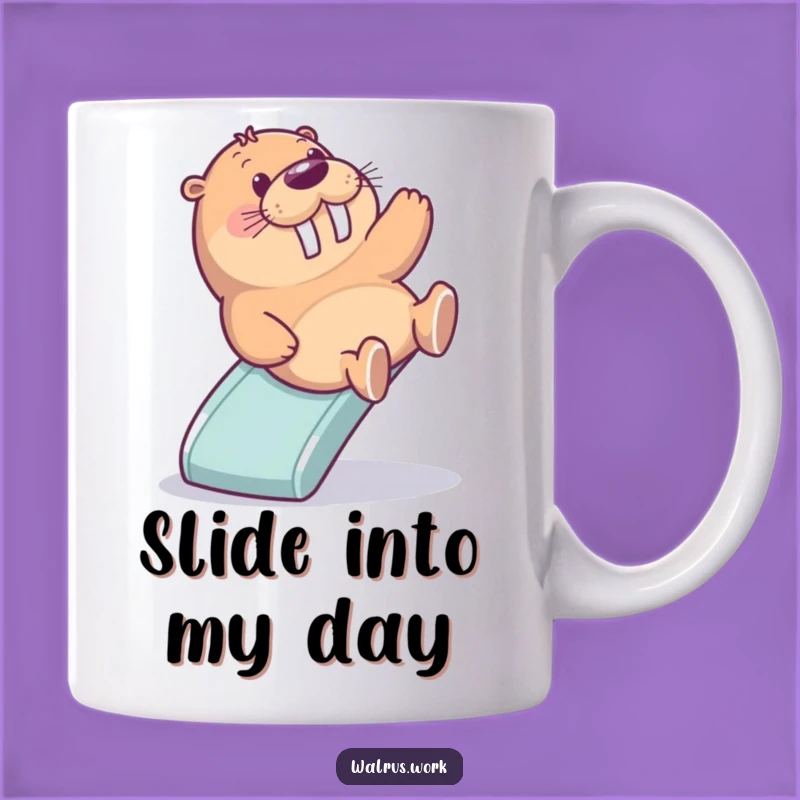 Funny Walrus Slide Mug: Office Fun with a Delighted Sliding Walrus