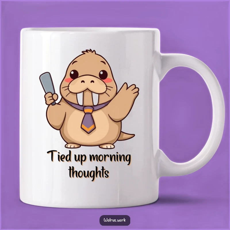 Funny Confident Walrus Mug - Askew Tie Character Business Gift