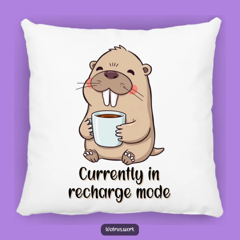 Funny Walrus Pillow: Cozy Coffee Moment Design, Adorable & Hilarious Home Accent Gift