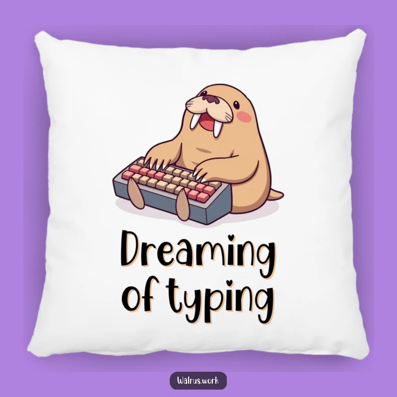 Funny Typing Walrus Pillow - Hilarious Accent for Cozy Workspaces