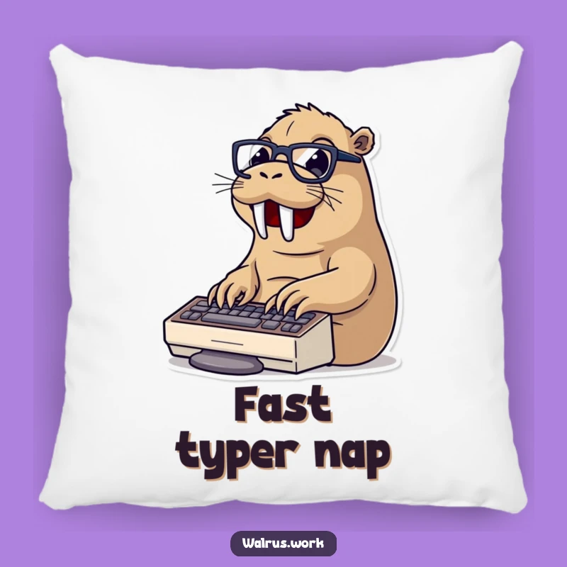 Funny Typing Walrus Pillow: Comfort for the Busy Bee - Hilarious Office Relaxation Gift