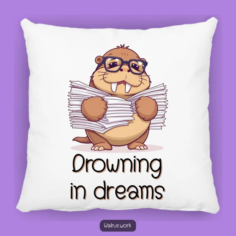 Funny Struggling Walrus Pillow - Cozy Glasses Comfort Gift