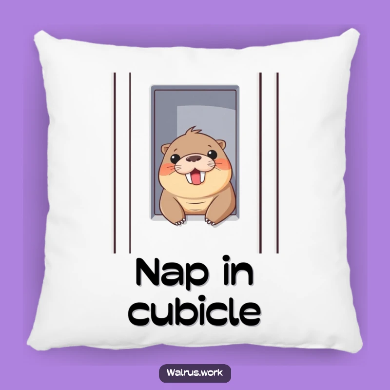 Funny Walrus Cubicle Peek Pillow: Cuddle Up with Hilarious Office Comfort