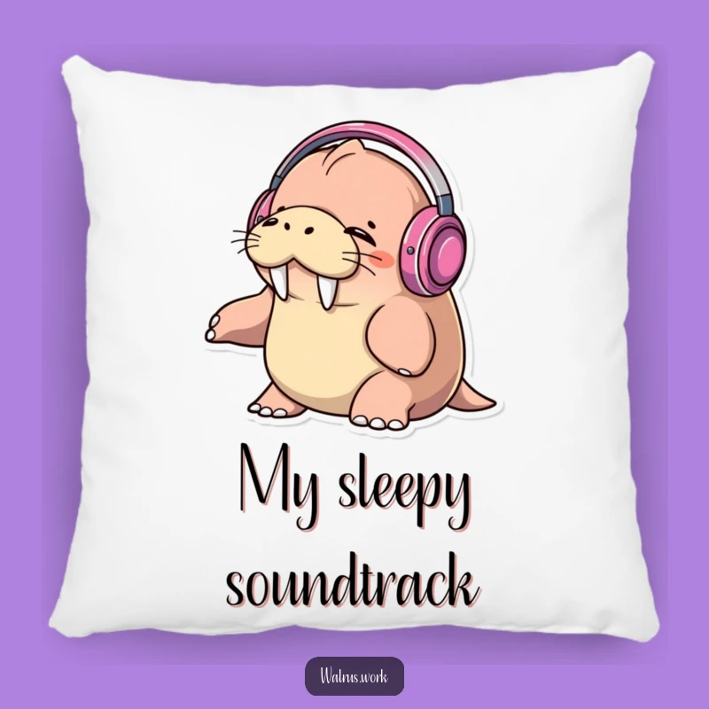 Funny Walrus DJ Pillow: Comfy Music Lover Accent, Hilarious Headphones Cushion
