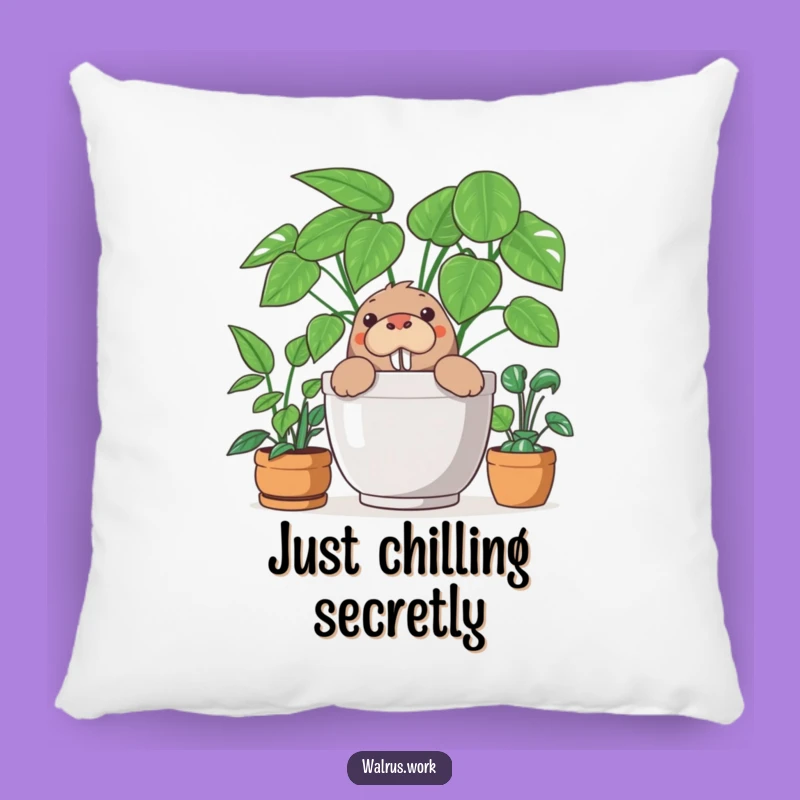 Funny Walrus Pillow: Hilarious Comfort with a Planty Surprise!