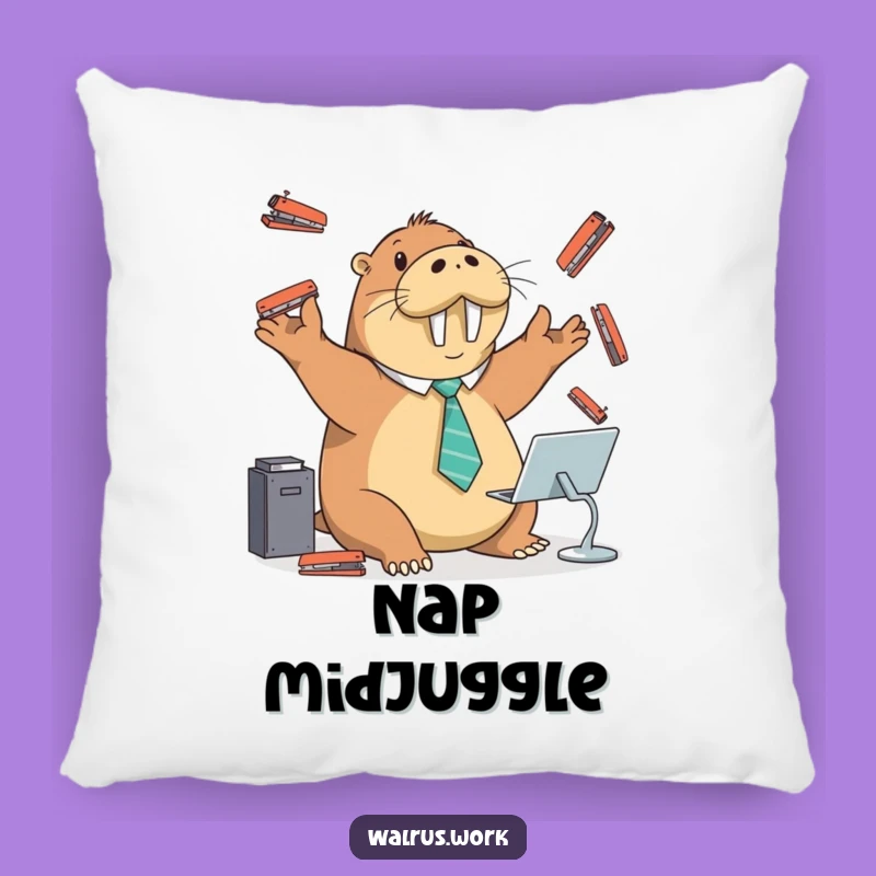 Funny Walrus Stapler Juggling Pillow: Cuddle Up with Hilarious Office Comfort