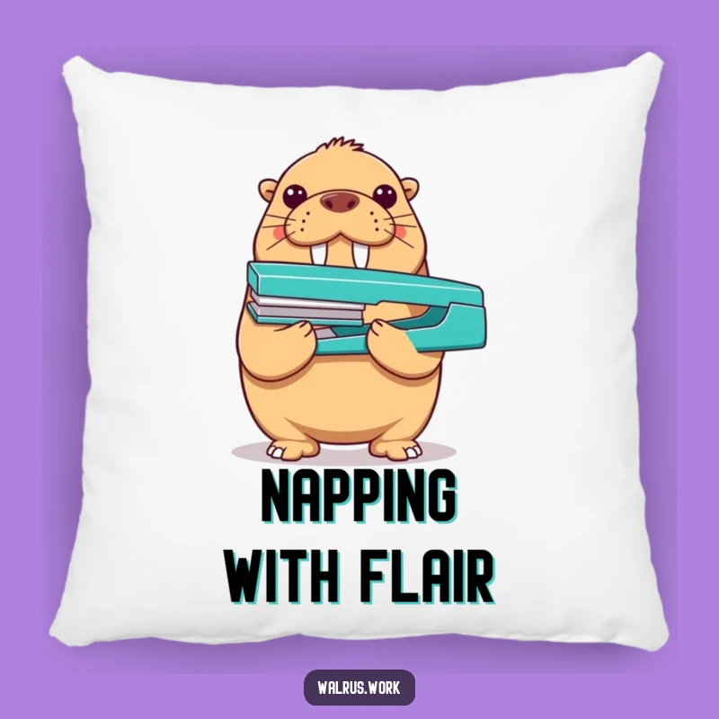 Funny Walrus Stapler Pillow: Comfy Cushion for Proud and Playful Decor
