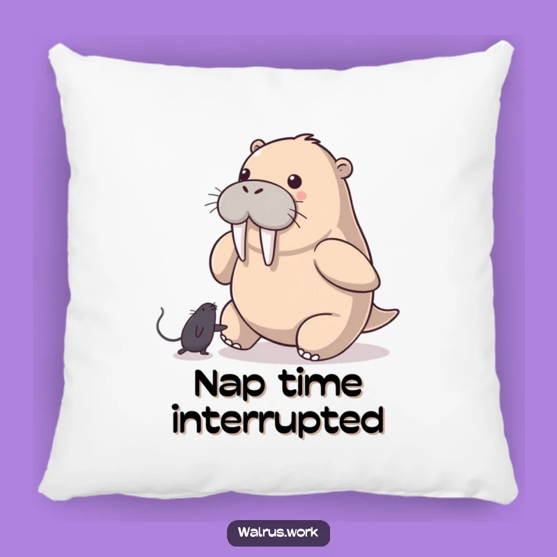 Funny Walrus Pillow: Mouse Pointer Chase, Cozy Tech Humor Gift