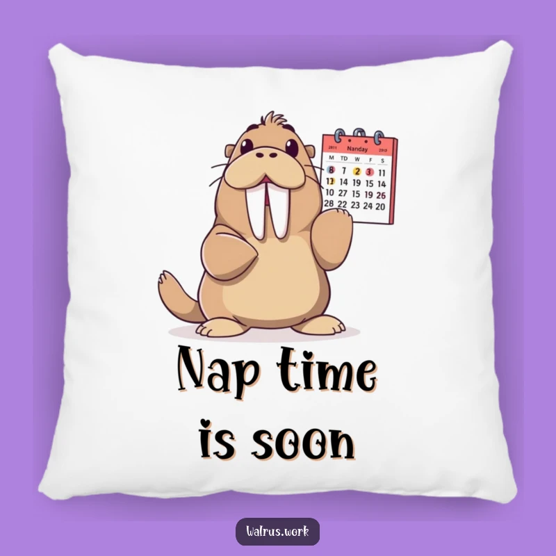 Funny Walrus Pillow: Calendar Glee Design, Cozy and Humorous Gift