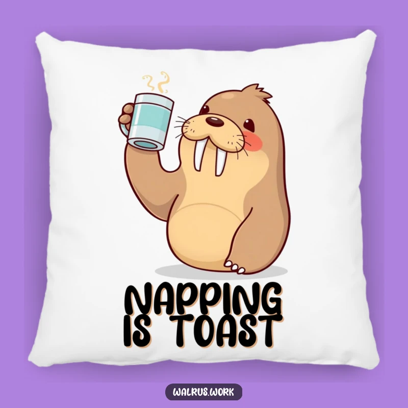 Funny Kawaii Walrus Toast Pillow - Cozy Up to Hilarious Cheers!