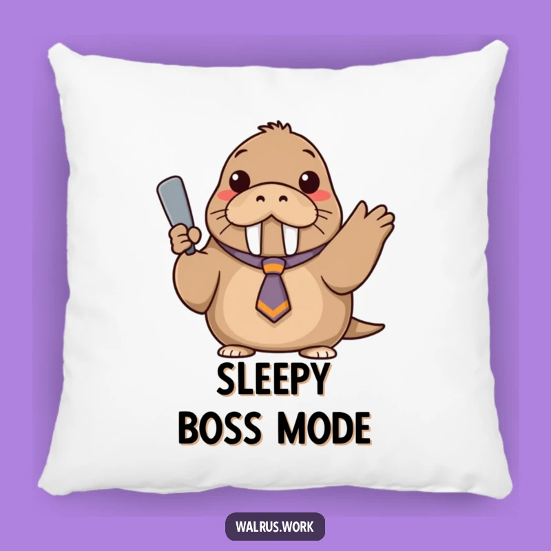 Funny Confident Walrus Pillow - Cozy Askew Tie Comfort Gift